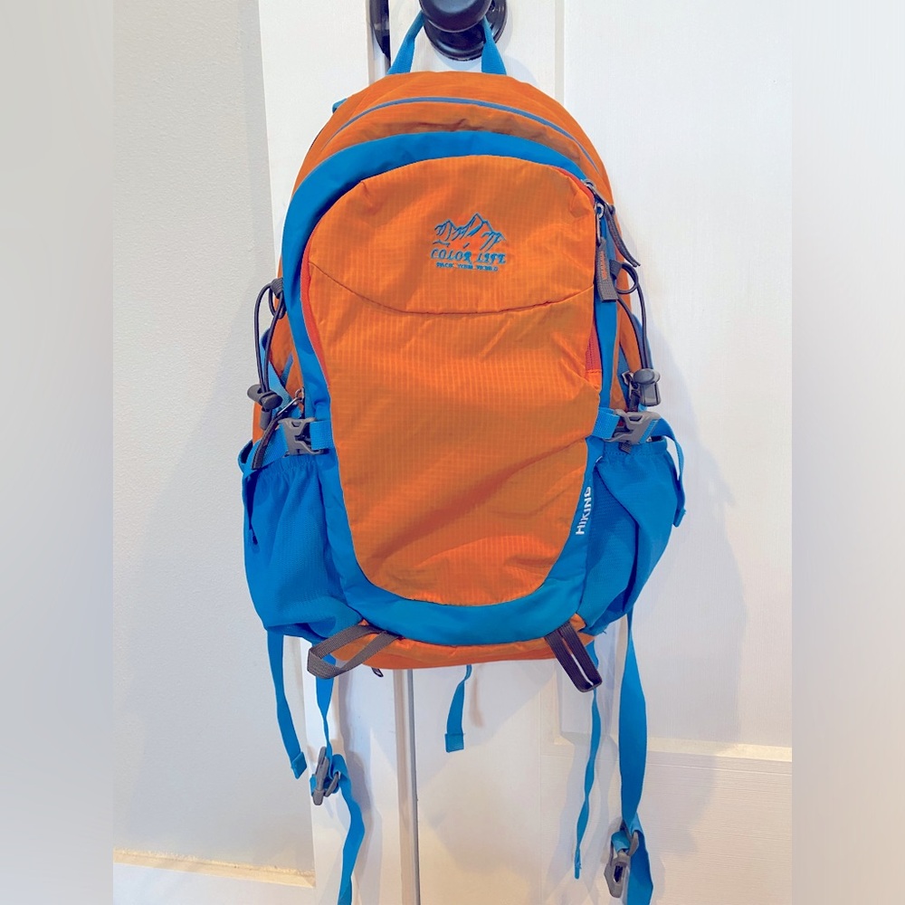 Orange and Blue Hiking Color Life Backpack 25L